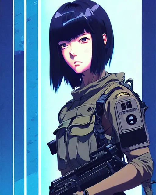 Prompt: girl wearing tactical gear, very anime, fine - face, audrey plaza, realistic shaded perfect face, fine details. anime. realistic shaded lighting poster by ilya kuvshinov katsuhiro otomo ghost - in - the - shell, magali villeneuve, artgerm, jeremy lipkin and michael garmash and rob rey