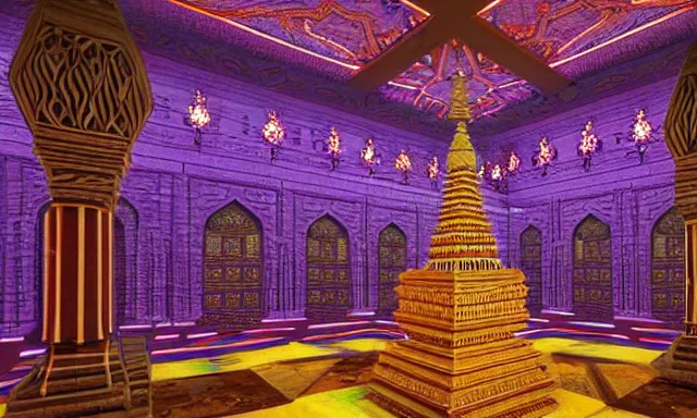 Image similar to 3d Fractal hindu temple mosque interior, dmt, shiny