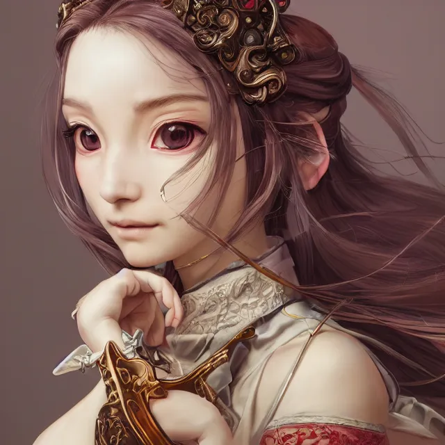 Image similar to studio portrait of neutral good colorful female cleric bard healer as absurdly beautiful, elegant, young sensual anime girl, ultrafine hyperrealistic detailed face illustration by kim jung gi, irakli nadar, intricate linework, sharp focus, bright colors, matte, octopath traveler, final fantasy, unreal engine highly rendered, global illumination, radiant light, intricate environment