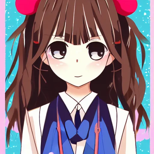 Image similar to a portrait of high school girl in the style of kyoto animation, Illustrator, in simple background, trending on pixiv