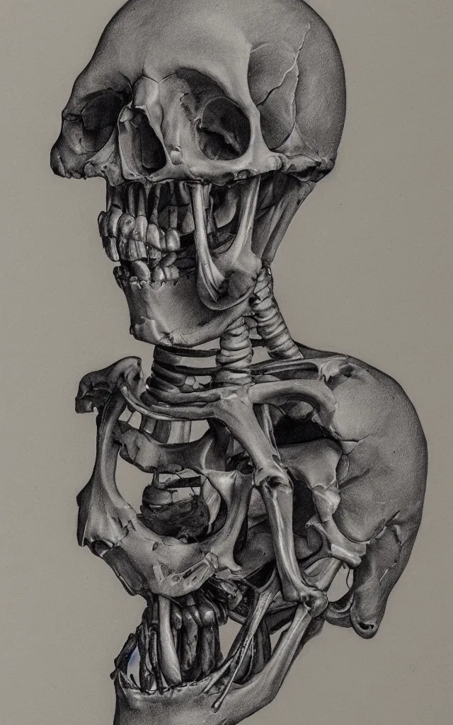 Image similar to portrait of a man with a skeletal beak, anatomical drawing, dynamic composition, dramatic lighting, hyperrealistic, ultra detailed