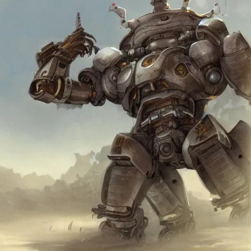 Image similar to an ashigaru mecha boar by brian froud and greg rutkowski