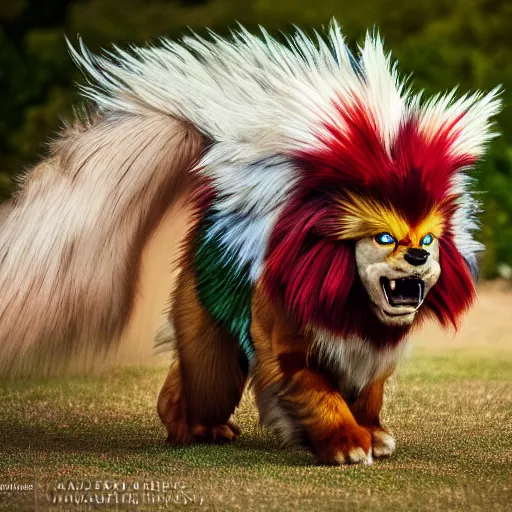 Image similar to real life entei, professional photography, national geographic