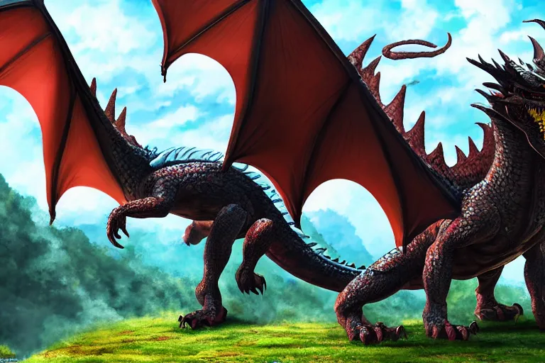 Image similar to aggressive dragon, full body, 8 k,, ultra detailed, in the style of studio ghibli