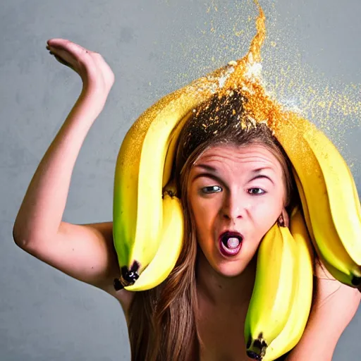 Image similar to bananas explode on face