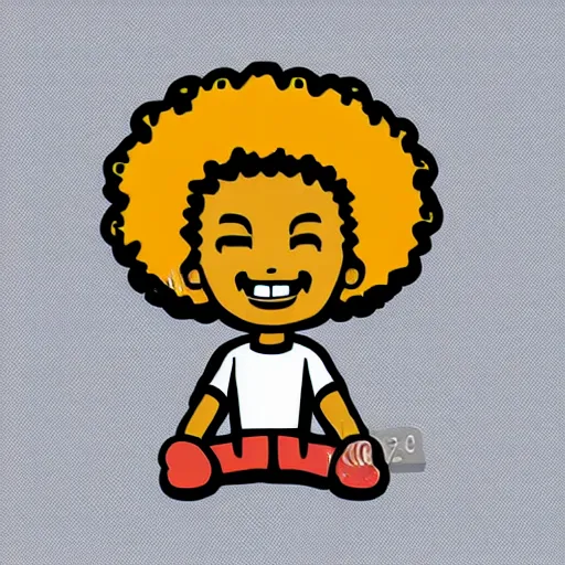 Image similar to a cute afro jack, digital art, iconic icon, 2 d vector logo, cartoon, t - shirt design