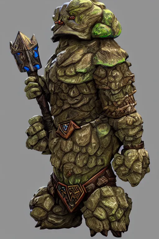 Image similar to zelda fantasy art giant golem troll wood rock greeble gemstone, global illumination ray tracing hdr fanart arstation by sung choi and eric pfeiffer and gabriel garza and casper konefal