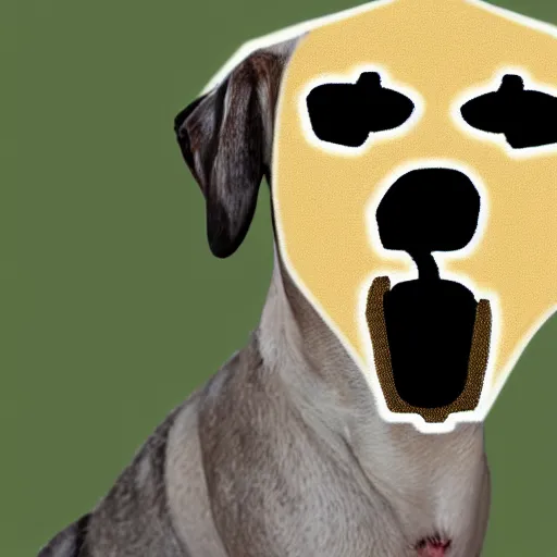 Image similar to hyperrealistic black mouth cur dog as a zombie, artstyle