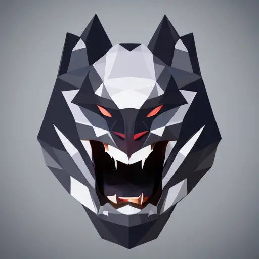 Image similar to a vector logo of rengar from league of legends, low poly,