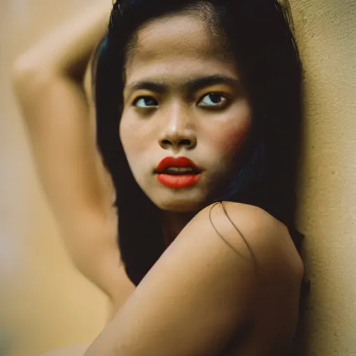 Prompt: Exotic woman. Portrait. Long shot. Facial detail. CineStill