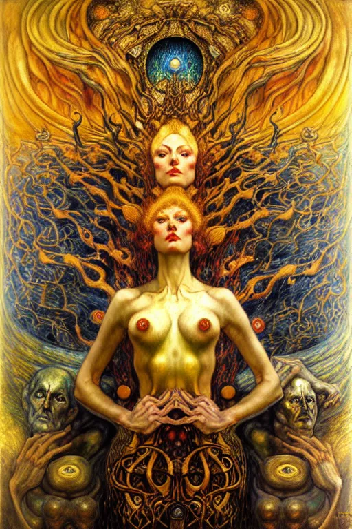 Image similar to Divine Chaos Engine by Karol Bak, Jean Delville, William Blake, Gustav Klimt, and Vincent Van Gogh, symbolist, visionary