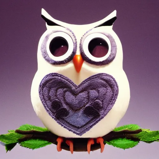 Image similar to studio photograph of an extremely cute imaginary love owl