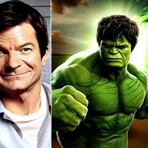 Image similar to Jason Bateman as the hulk