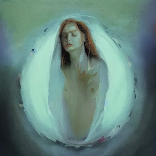 Image similar to let her sleep, artstation, album cover, digital oil on canvas