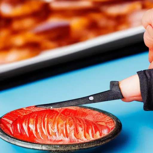 Prompt: photo of a hacker eating spam, studio photo, hdr, award winning photo