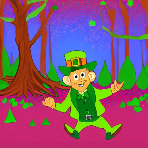 Prompt: vector style leprechaun in the enchanted forest. digital art. masterpiece.