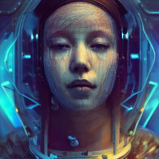 Image similar to hyperrealistic portrait of a woman monster astronaut, full body portrait, well lit, intricate abstract. cyberpunk, intricate artwork, by Tooth Wu, wlop, beeple. octane render,in the style of Jin Kagetsu, James Jean and wlop, highly detailed, sharp focus, intricate concept art, digital painting, ambient lighting, 4k, artstation