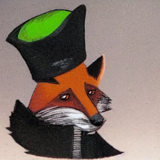 Prompt: a fox with a black tophat