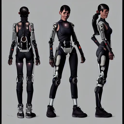 Prompt: A teen biopunk cyborg, weta digital character model sheet turnaround, studio, trending in Artstation, official media, 4K HD, by Ilya Kuvshinov and Artgerm