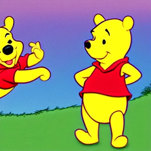 Image similar to winnie the pooh, thugged out