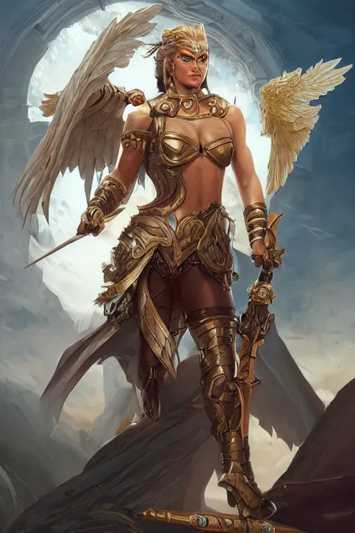 Image similar to amazon valkyrie athena, d & d, fantasy, portrait, highly detailed, headshot, digital painting, trending on artstation, concept art, sharp focus, illustration, art by artgerm and greg rutkowski and magali villeneuve