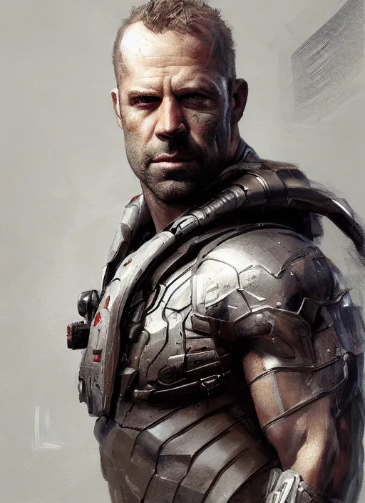 Image similar to Portrait of Jason Stratham, marvel comics, dark, intricate, highly detailed, smooth, artstation, digital illustration by Ruan Jia and Mandy Jurgens and Artgerm and Wayne Barlowe and Greg Rutkowski and Frank Frazetta