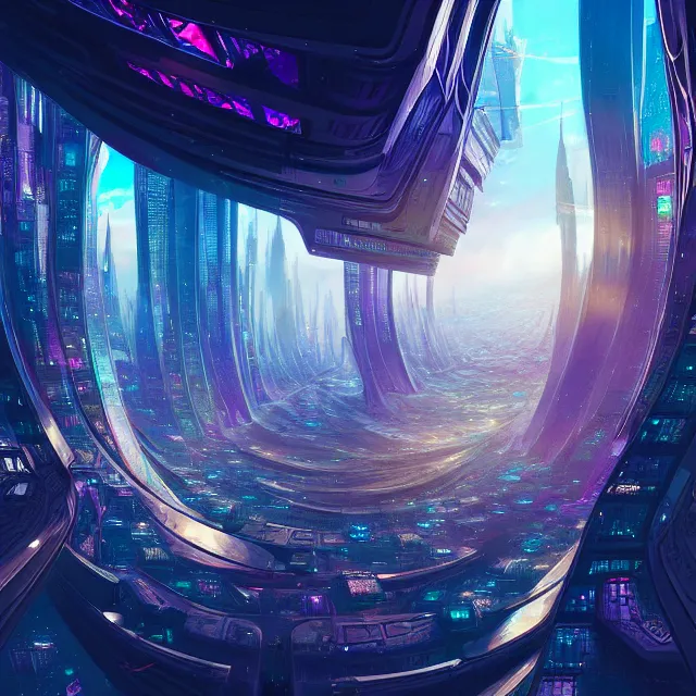 Prompt: epic professional digital art of the view through a kaleidoscope of a futuristic city, best on artstation, breathtaking, epic, stunning, gorgeous, much detail, much wow, cgsociety, wlop, pixiv, behance, deviantart, masterpiece, UHD, 8K