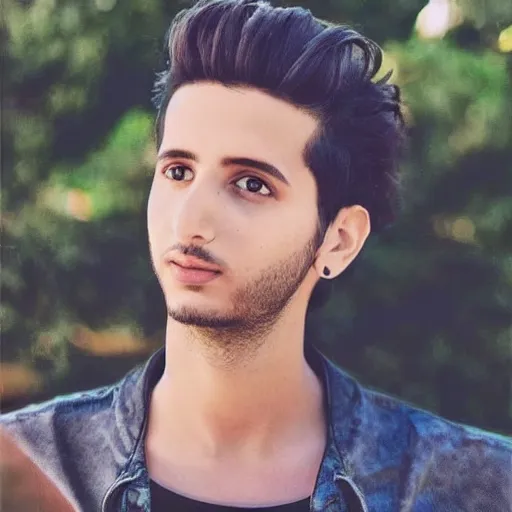 Image similar to “a realistic detailed photo of a guy who is an attractive humanoid who is half robot and half humanoid, who is a male android, singer Sebastian Yatra, shiny skin, posing like a statue, blank stare”