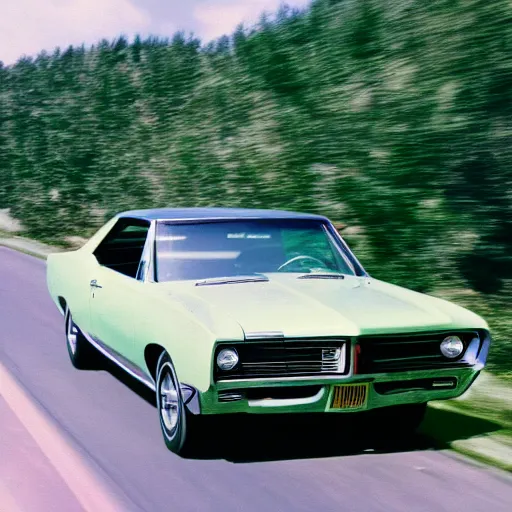 Prompt: a 1 9 6 6 pontiac gto driving on a wooden rollercoaster, first - person perspective, fujifilm quicksnap 4 0 0 photography