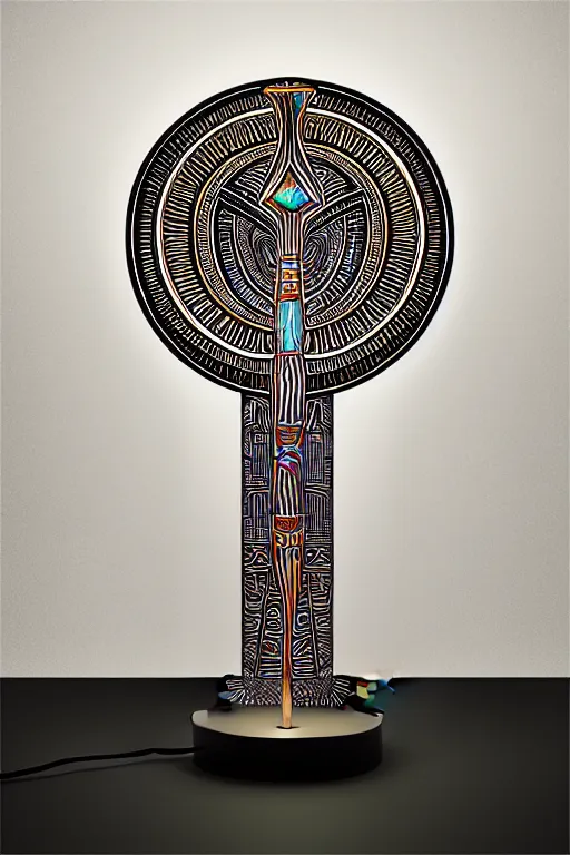 Prompt: Table lamp in the shape of Ankh symbol of life, fantasy, intricate art deco leaf designs, elegant, highly detailed egyptian patterns, sharp focus, art by Artgerm and beeple