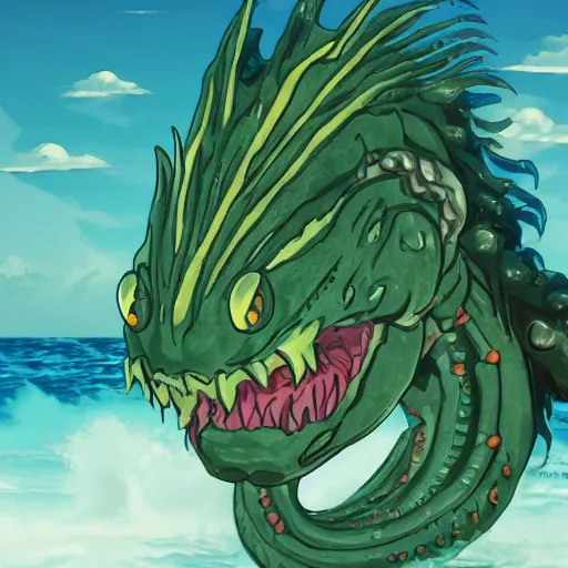 Prompt: sea monster in the style of Kanō Eitoku, 8k, high details, art