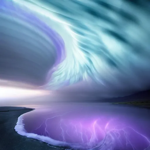 Image similar to amazing photo of a purple tornado in the sky by marc adamus, beautiful dramatic lighting