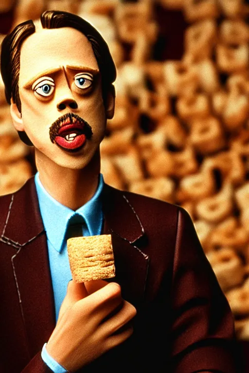 Image similar to film still of steve buscemi made out of bread in the royal tenenbaums, 4 k