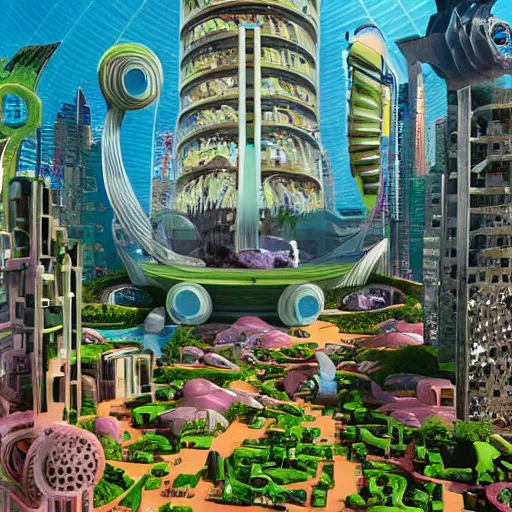 Image similar to a utopian city, surrealist art