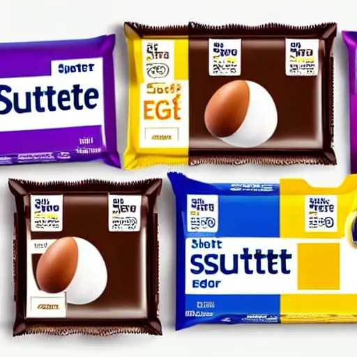 Image similar to Ritter Sport chocolate with egg flavour, product shot, photo