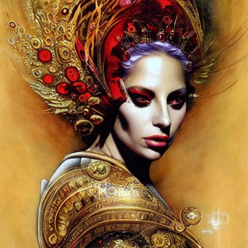 Image similar to lady gaga as the goddess of love, by karol bak