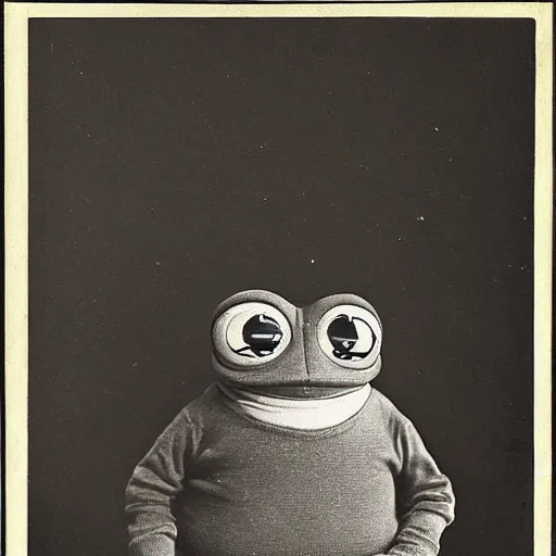 Image similar to pepe the frog, 1 9 th century photography