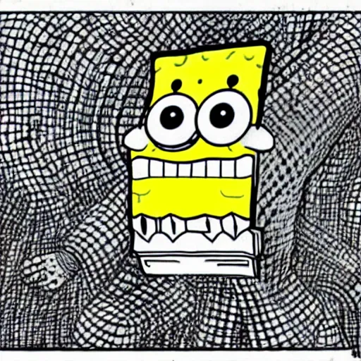 Image similar to SpongeBob as a junji ito manga monster
