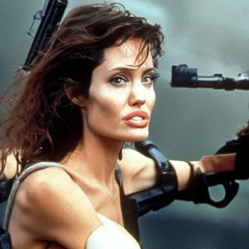 Image similar to film still of Angelina Jolie as Ripley from Aliens 1986