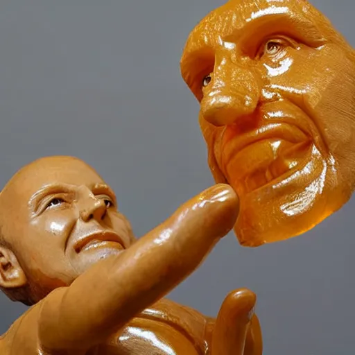 Prompt: sculpture of a dentist made entirely out of honey