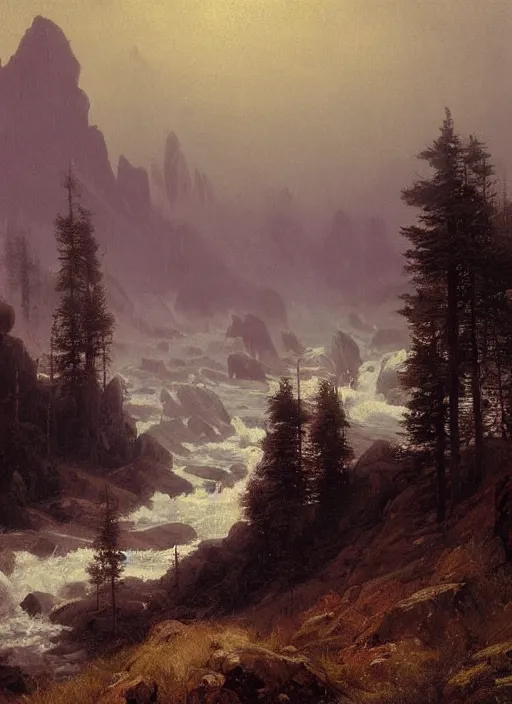 Image similar to twin peaks movie poster art by andreas achenbach