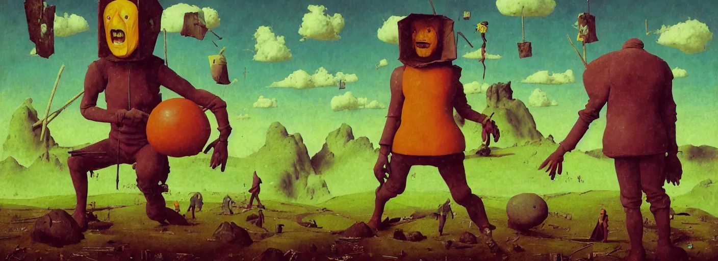 Image similar to full - body portrait surreal colorful clay fighting puppet rpg character concept art anatomy, action pose, very coherent and colorful high contrast masterpiece by norman rockwell franz sedlacek hieronymus bosch dean ellis simon stalenhag rene magritte gediminas pranckevicius, dark shadows, sunny day, hard lighting, reference sheet white! background