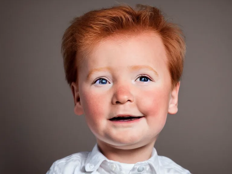 Image similar to close - up portrait of conan o'brien baby lookalike, studio photography, high resolution