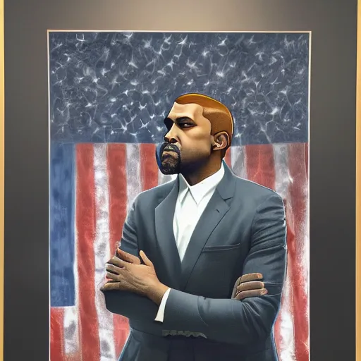 Prompt: presidential portrait of the 45th united states president kanye west