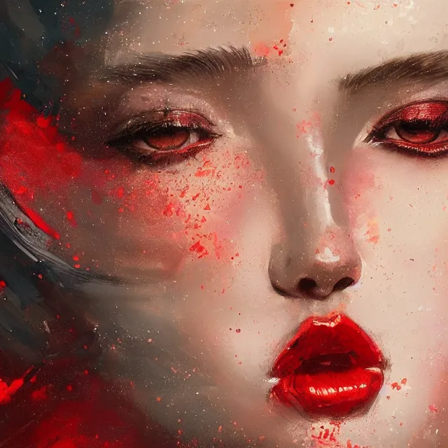 Image similar to beauty girl, hyper detailed, makeup eyes red insane details, intricate, elite, elegant, luxury, by ismail inceoglu dragan bibin hans thoma greg rutkowski alexandros pyromallis rene maritte illustrated, perfect face, fine details, realistic shaded, fine - face, pretty face