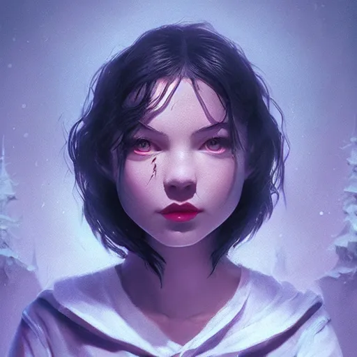 Prompt: portrait of sinister teenage snow white, intricate artwork. by Tooth Wu, wlop, beeple, dan mumford. octane render, trending on artstation, greg rutkowski very coherent symmetrical artwork. cinematic, hyper realism, high detail, octane render, 8k, iridescent accents