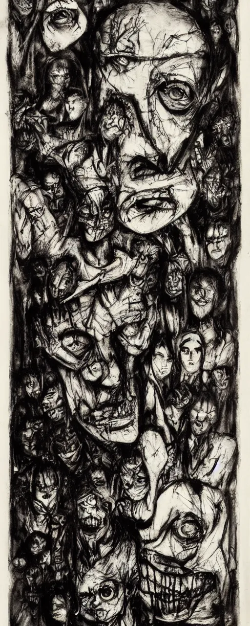 Image similar to lost in darkness, by bernard buffet and stephen gammell and emil nolde, 8 k, trending on artstation