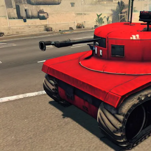Prompt: red tank from grand theft auto v