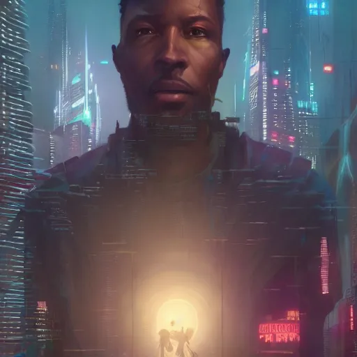 Image similar to highly detailed portrait of black love in the cyberpunk city, stephen bliss, unreal engine, fantasy art by greg rutkowski, loish, rhads, ferdinand knab, makoto shinkai and lois van baarle, ilya kuvshinov, rossdraws, tom bagshaw, global illumination, radiant light, detailed and intricate environment