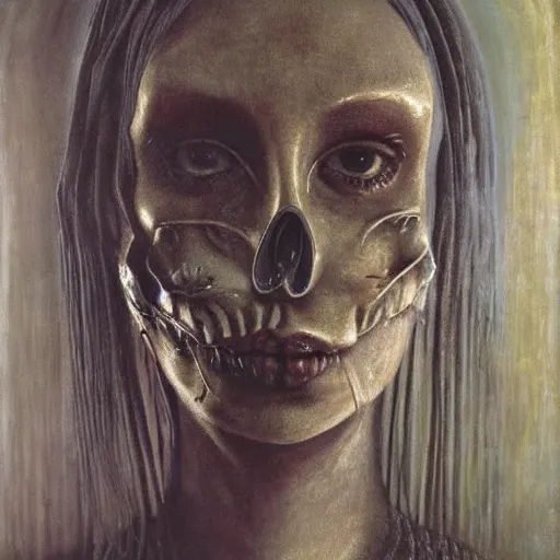 Prompt: portrait of a beautiful woman, gothic, high detail, oil painting by giger